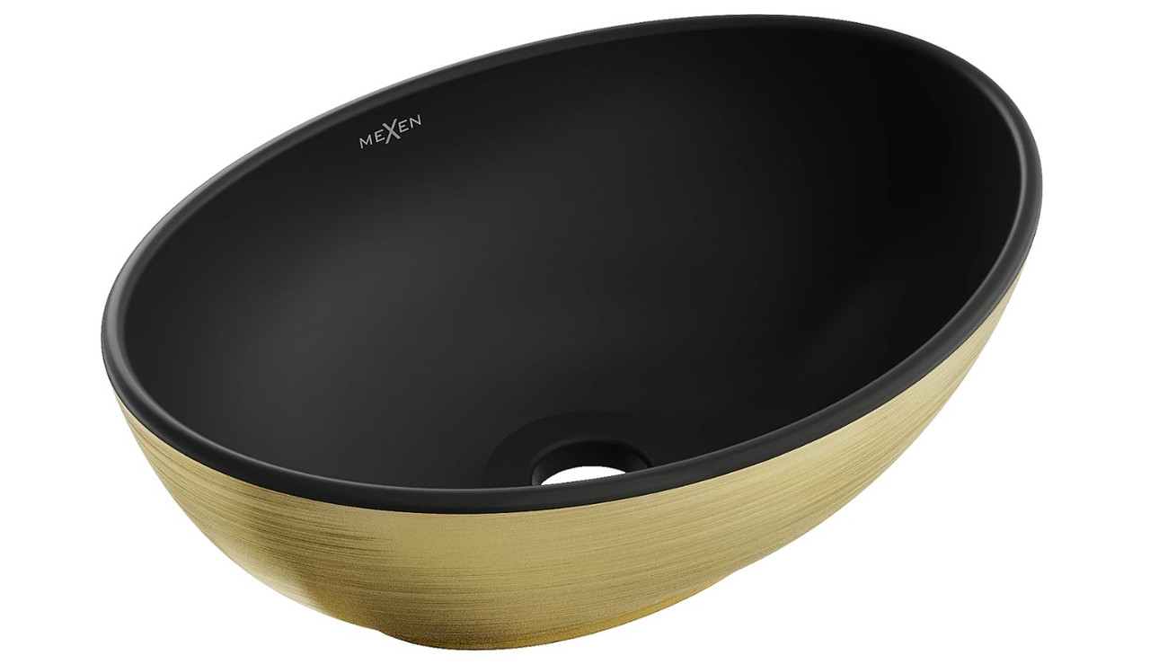 Умивальник (раковина) MEXEN ELZA BRUSHED GOLD BLACK MATT накладний