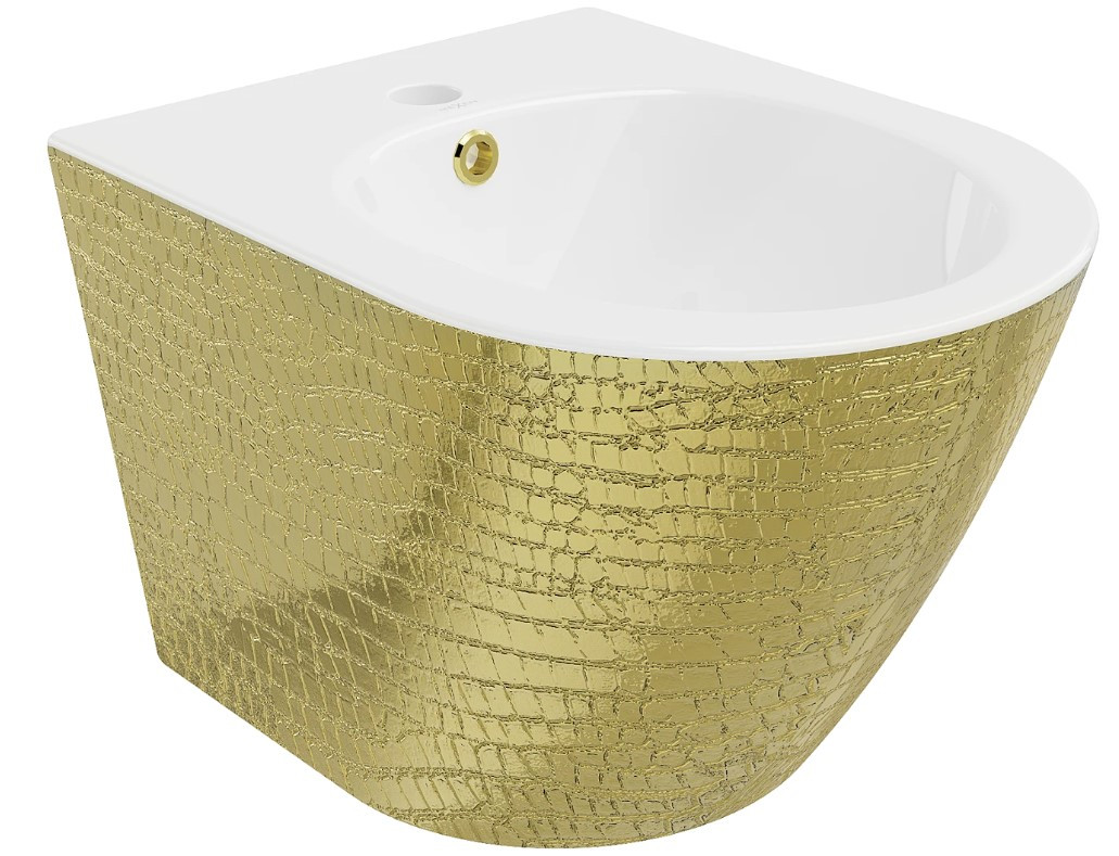 Подвесное биде MEXEN LENA WHITE GOLD с узором