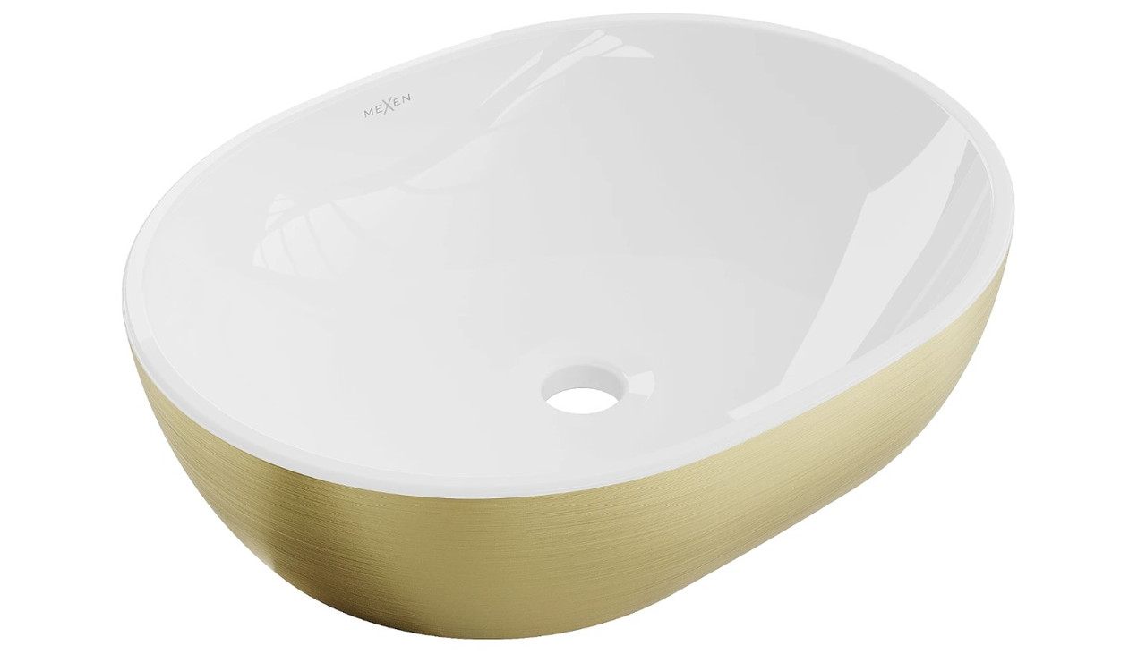 Умивальник (раковина) MEXEN VIKI BRUSHED GOLD WHITE накладний