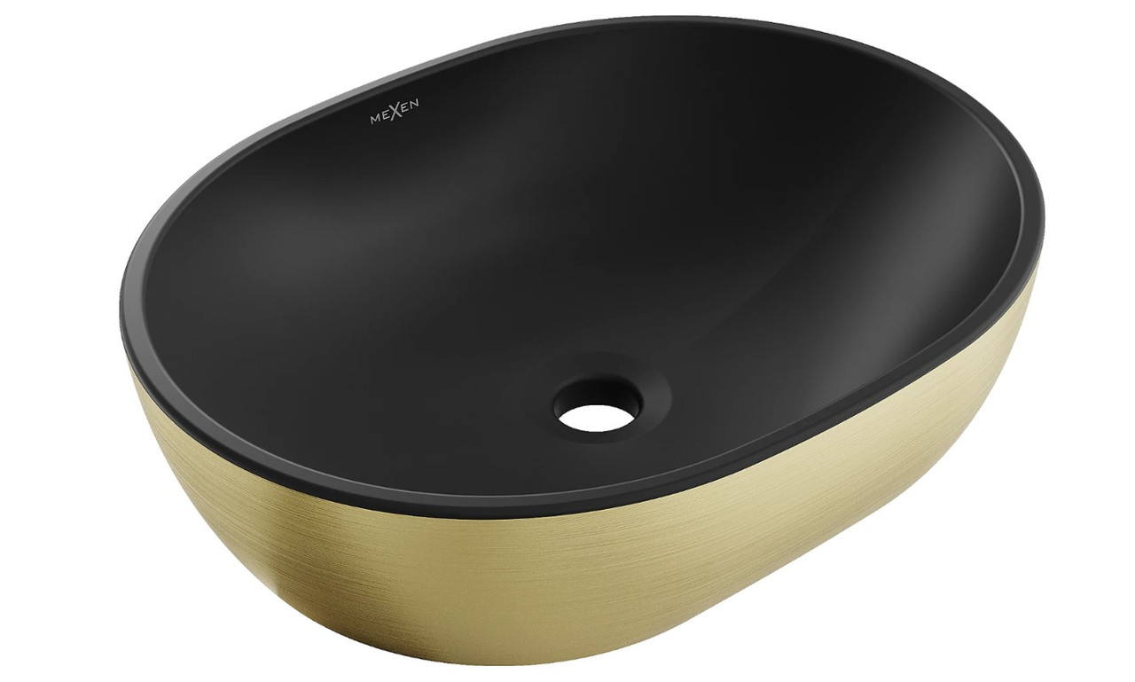 Умивальник (раковина) MEXEN VIKI BRUSHED GOLD BLACK MATT накладний