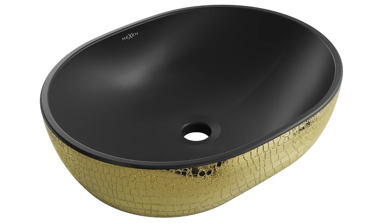Умивальник (раковина) MEXEN VIKI GOLD BLACK MATT із візерунком накладної