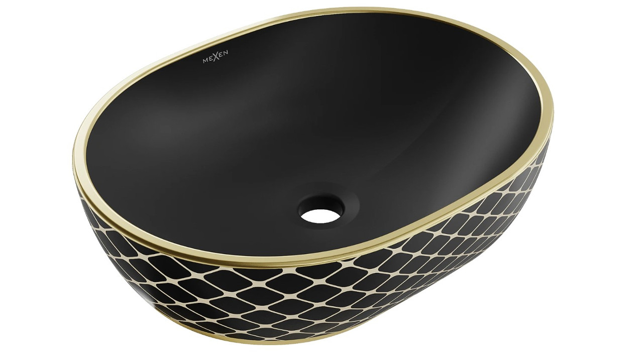 Умивальник (раковина) MEXEN VIKI BLACK MATT DIAMOND GOLD накладний