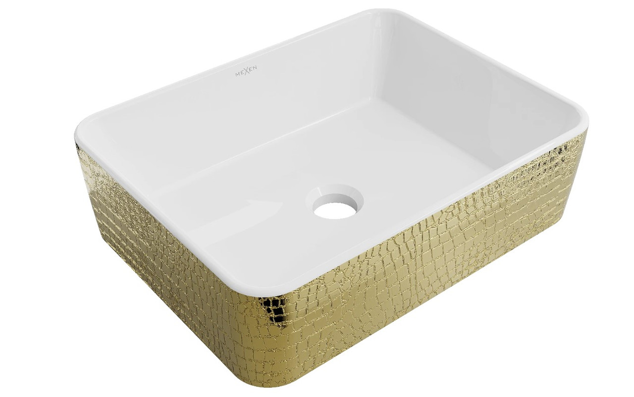 Умивальник (раковина) MEXEN CATIA GOLD WHITE із візерунком накладної