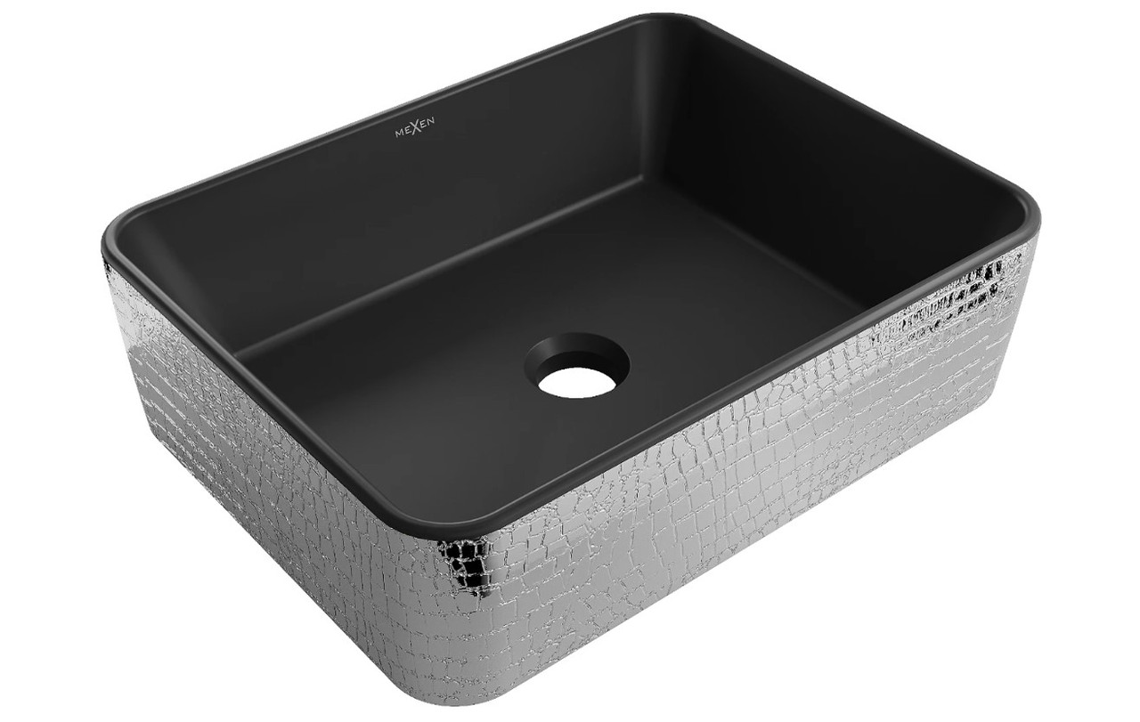 Умивальник (раковина) MEXEN CATIA SILVER BLACK MATT із візерунком накладної
