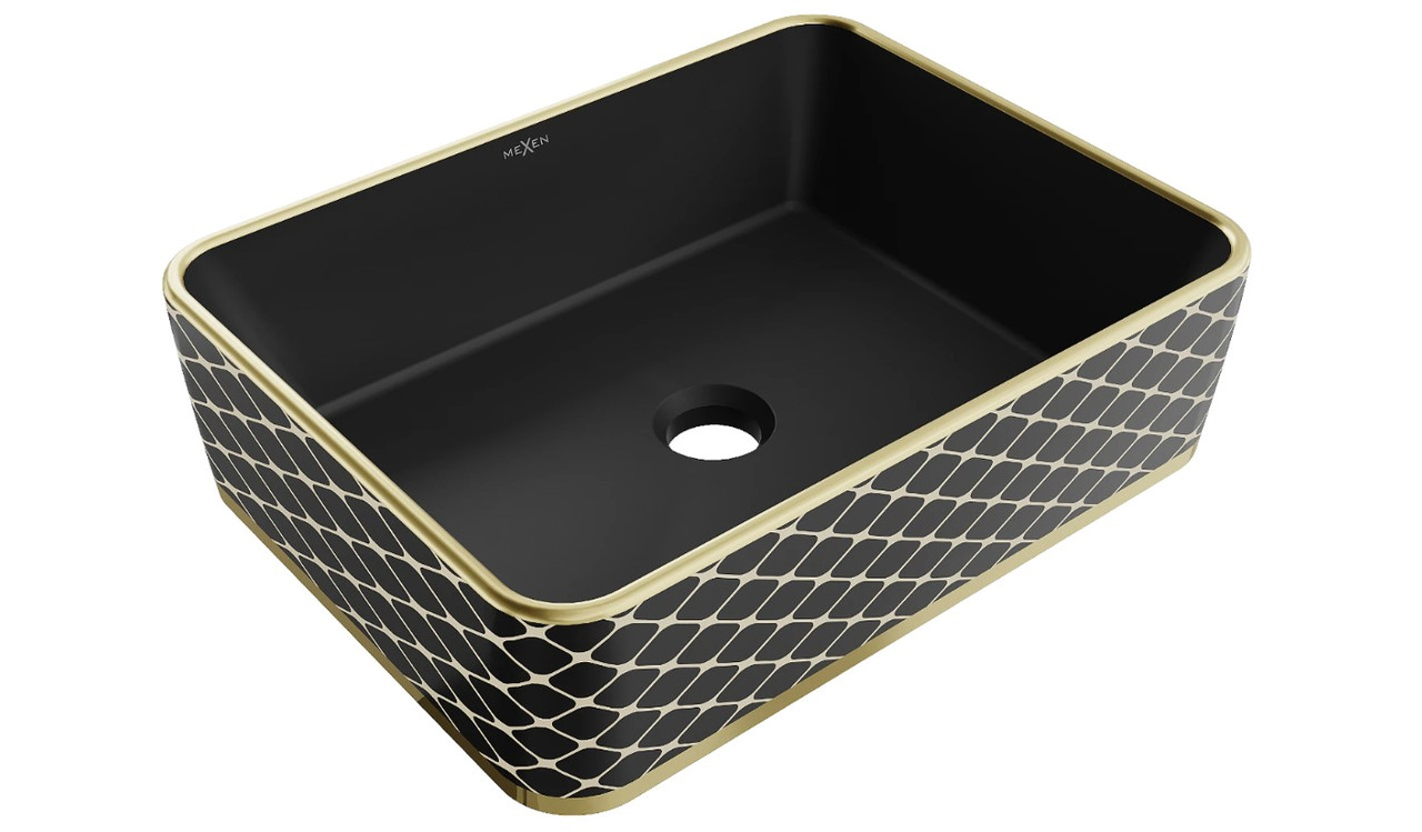 Умивальник (раковина) MEXEN CATIA BLACK MATT DIAMOND GOLD накладний