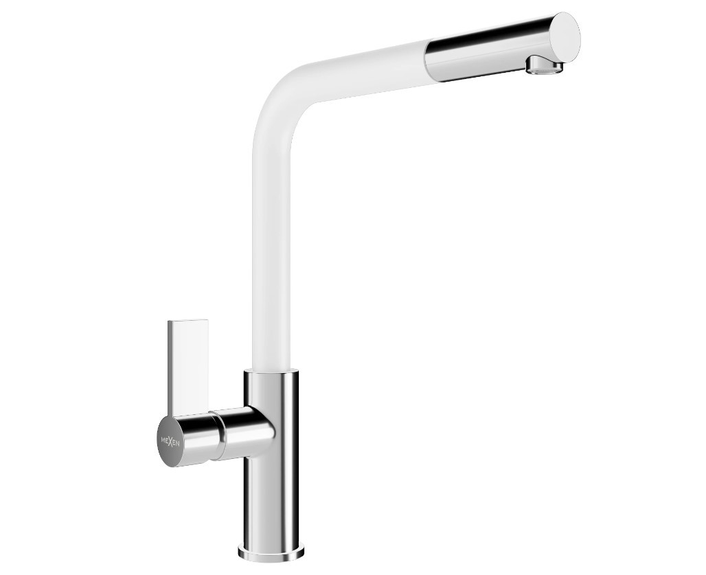 Змішувач для кухні MEXEN FLORA WHITE CHROME білий хром, фото 1