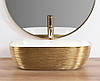 Умивальник (раковина) REA BELINDA BRUSHED GOLD WHITE накладний, фото 3