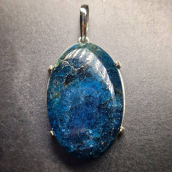 Кулон срібний жіночий з натуральним камінням неоновим апатитом