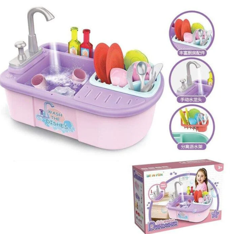 Дитяча кухонна мийка Limo Toy BL 202 A з циркуляцією води - іграшковий набір (41х16х29 см) 2+