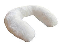 Плюшева підголовник-подушка "Підкова" молочний колір для косметологічної кушетки та масажного столу
