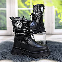 Чоботи дутики дитячі зимові для дівчинки чорні Tom.M 5585, фото 6