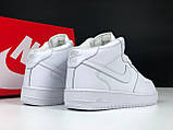 Чоловічі зимові кросівки Nike Air Force 1 шкіряні стильні молодіжні білі, фото 6