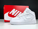 Чоловічі зимові кросівки Nike Air Force 1 шкіряні стильні молодіжні білі, фото 4