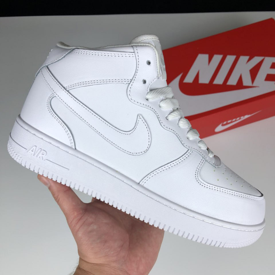 Чоловічі зимові кросівки Nike Air Force 1 шкіряні стильні молодіжні білі