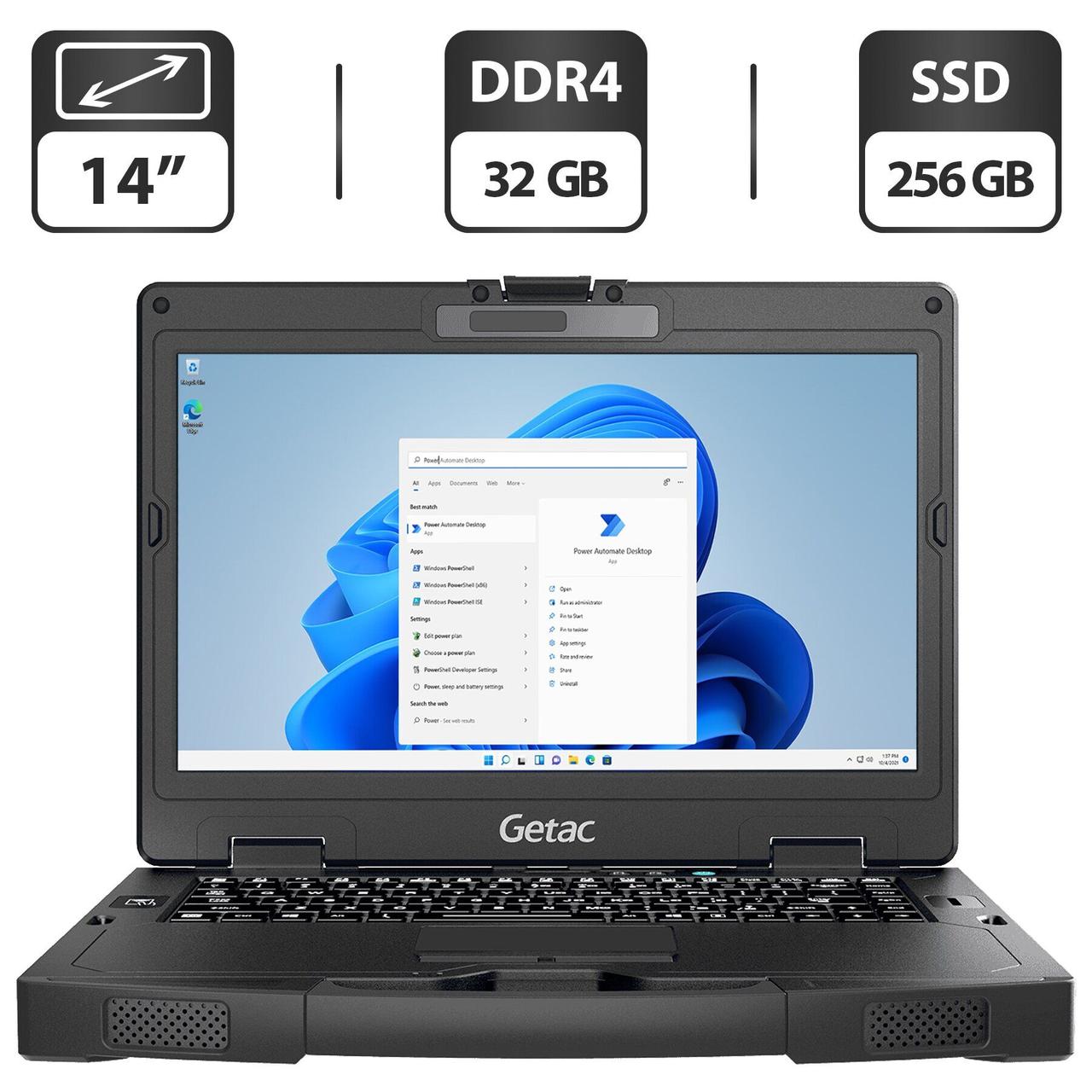 Напівзахищений ноутбук Getac S410 G2/ 14" 1366x768 Touch/ i3-7100U/ 32GB RAM/ 256GB SSD/ HD 620/ Дві АКБ