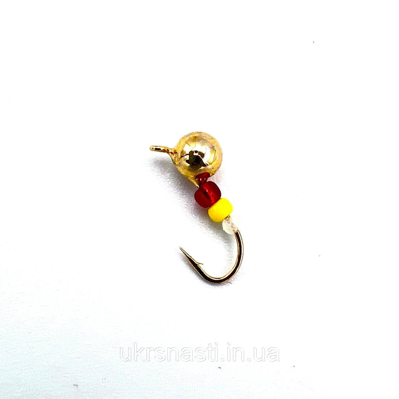 Жовта Мормишка вольфрамова для зимової риболовлі No151 вага 1,3 г, - Мормишка рибальська, фото 1