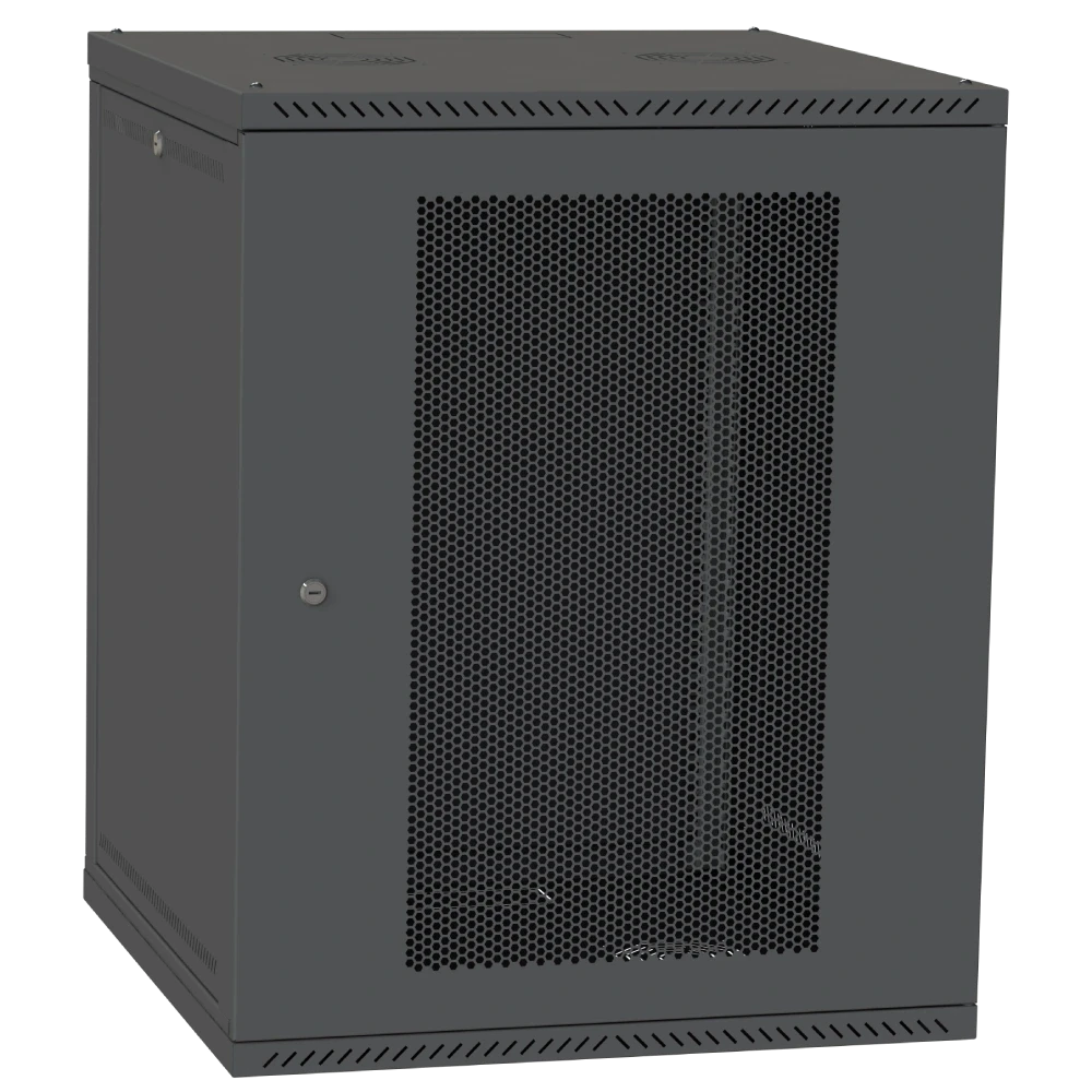 IPCOM 15U 600x600 Шафа телекомунікаційні двері перф (чорний)