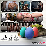 Набір силіконових еспандерів-яйце (тренажер для кисті) PowerPlay PP-4340 Power Grip Set (набір 3 шт.), фото 8