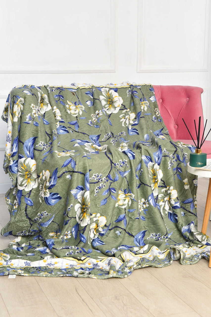 Плед зеленого кольору з принтом розмір 180*220 194112S, фото 1