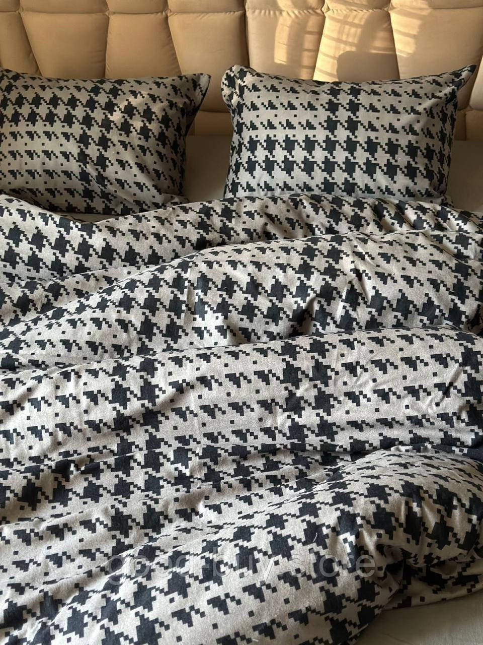 Постільна білизна First Choice фланель Sadora anthracite сімейна 160х220х2, фото 1