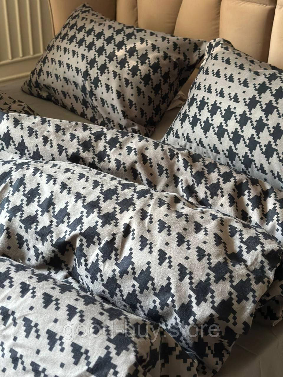 Постільна білизна First Choice фланель Sadora anthracite полуторна 160х220, фото 1