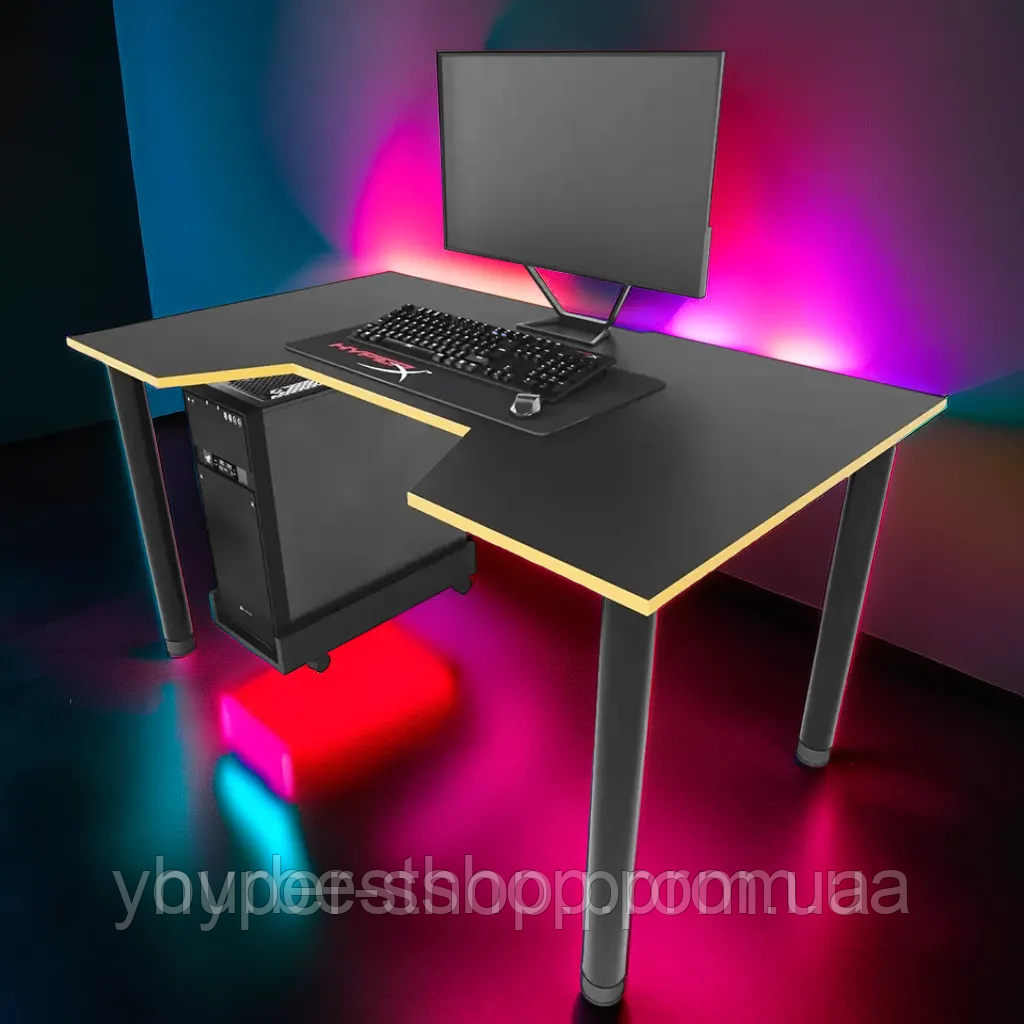 Геймерський комп'ютерний стіл для ПК із вирізом для ігор, гарний сучасний ігровий комп'ютерний стіл д | МКТ, фото 1
