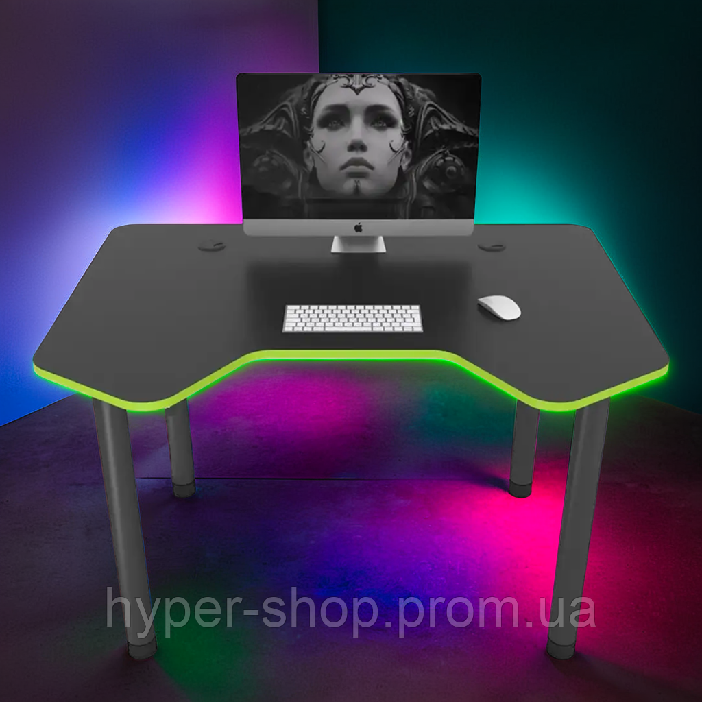 Зручний геймерський ігровий стіл прямий із дизайном для ПК геймерів, сучасні ігрові комп'ютерні МКТ, фото 1