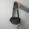 Шкіряна сумка на пояс бананка широкий ремінець КТ-984 Чорно-Біла, фото 2
