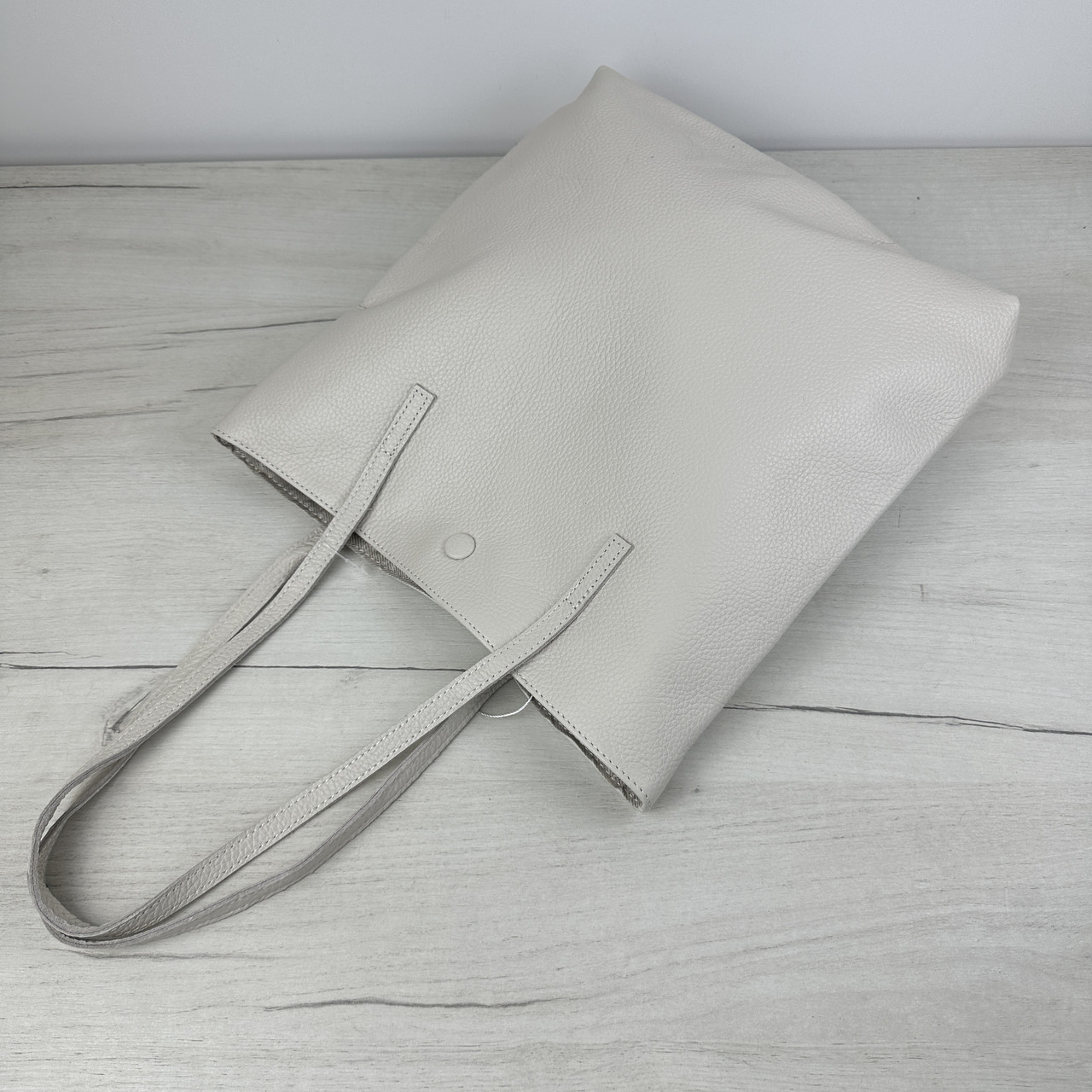 Шкіряна сумка шопер з ручкою на плече С101-КТ-4364 Біла, фото 1