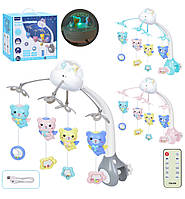 Карусель мобіль 6689 на ліжечко з нічником проектором "Зоряного неба", пульт д/у, музика, USB,на акум.