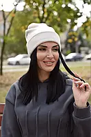 Двостороння жіноча зимова шапка з ангори світла