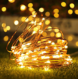 Гірлянда Крапля Роси - свтодіодна підсвітка на батарейках, 20м, 200 LED, теплий білий (Warm White), IP44, фото 4