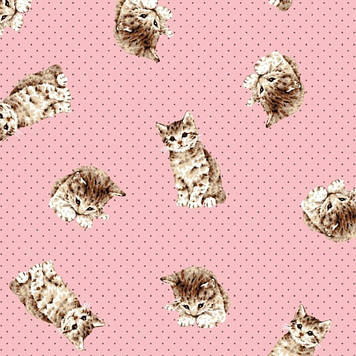 Інтерлок дитячий реактив тканина трикотажна набивка кішки-горошки