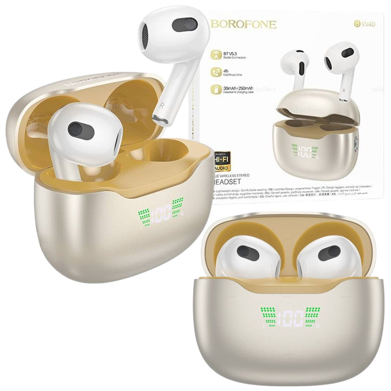 Бездротові навушники Bluetooth AirPods Borofone BW40 блютуз гарнітура навушники для телефону, золотий