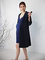 Халат плюшевий для вагітних та годуючих Pregnant Style 44 Синій