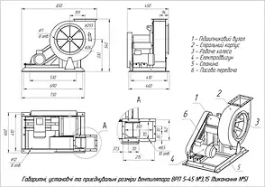 Вентилятор радіальний пиловий ВРП №3,15 2,2 кВт 3000об/хв равлик(виконання 5), фото 3