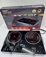 Побутова кухонна настільна двоконфоркова електроплита 2 кВт, побутові сенсорні електроплити Zepline 4400W