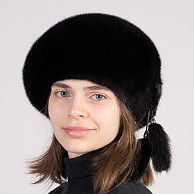 Жіночий хутряний норковий берет "Асиметрія"