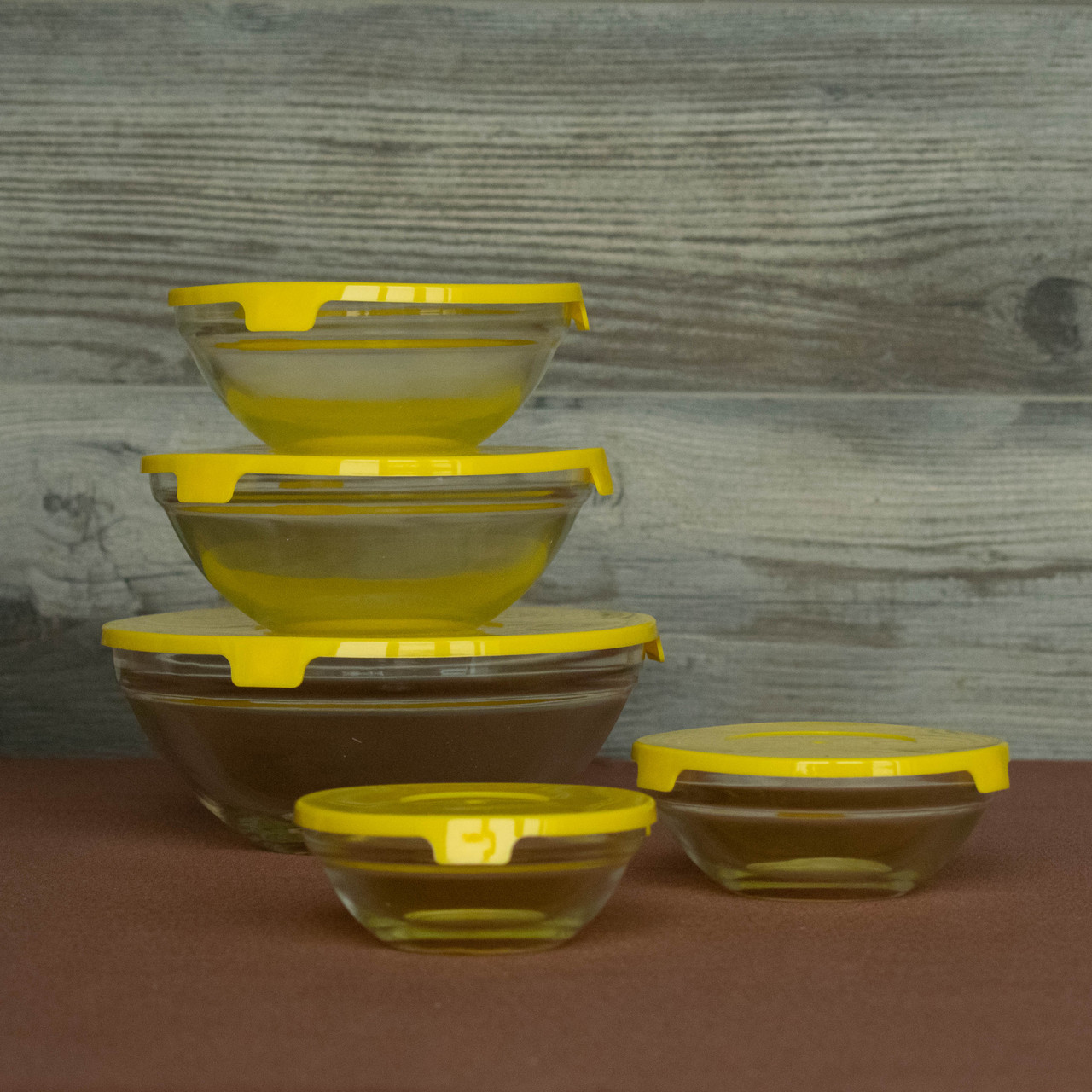 Судочки скляні з пластиковими кришками 5 шт.