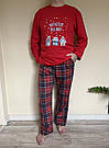 Піжама чоловіча НОВОРІЧНА WINTER HOLIDAYS штани+лонгслів клітина ЧЕВРОНО-СИНІЙ KMW20, фото 6