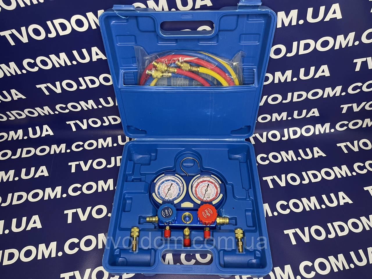 Манометричний колектор двовентильний Whicepart RF13C0860TH (R-22,R-12,R-134a,R-410a) + 2 перехідники R-410