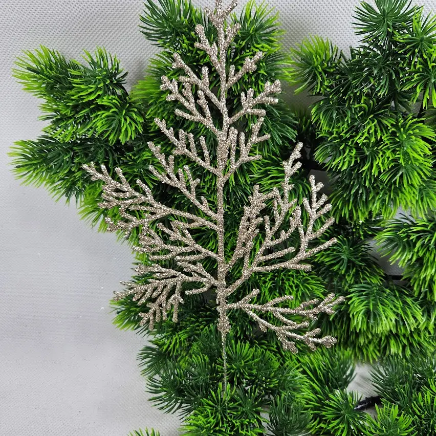 Новорічні Листя і Гілки Декоративна Гілка 25 см Золото