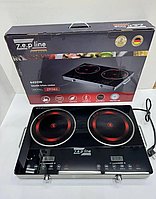 Плита електрична склокерамічна настільна 2 конфоркова, електроплита настільна побутова Zepline 4400W