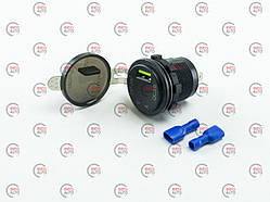 Гніздо врізне 1 USB "швидка зарядка QC 3,0" з вольтметром, амперметром та підсвічуванням синім