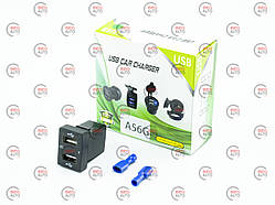 Гніздо врізне 2 USB 4,8A, 12-24В посадкове 17,6х27,6мм, кришка, з підсв. зеленим, вольтм, NISSAN