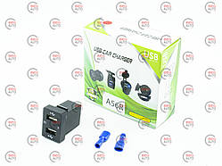 Гніздо врізне 2 USB 4,8A, 12-24В посадкове 17,6х27,6мм, кришка, з підсв. червоним, вольтм, NISSAN