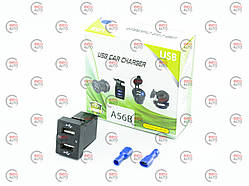 Гніздо врізне 2 USB 4,8A, 12-24В посадкове 17,6х27,6мм, кришка, з підсв. синім, вольтм, NISSAN