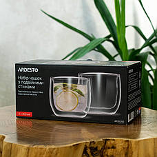 Набір чашок із подвійними стінками ARDESTO, 260 мл, 2 шт., боросилікатне скло, прозорий, фото 4