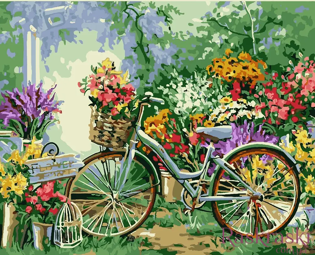 Картина за номерами Велосипед у квітах 40*50 см ArtCraft 12501-AC, фото 1