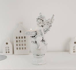 Підсвічник ангел на кулі (свічка з права) світиться 23*11*11 см Гранд Презент СП527-4 св